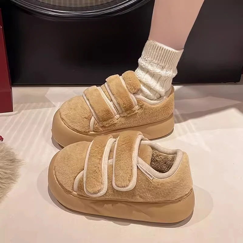 厚底棉拖鞋女士冬季2024新款室内家居防滑保暖时尚毛毛拖鞋女外穿