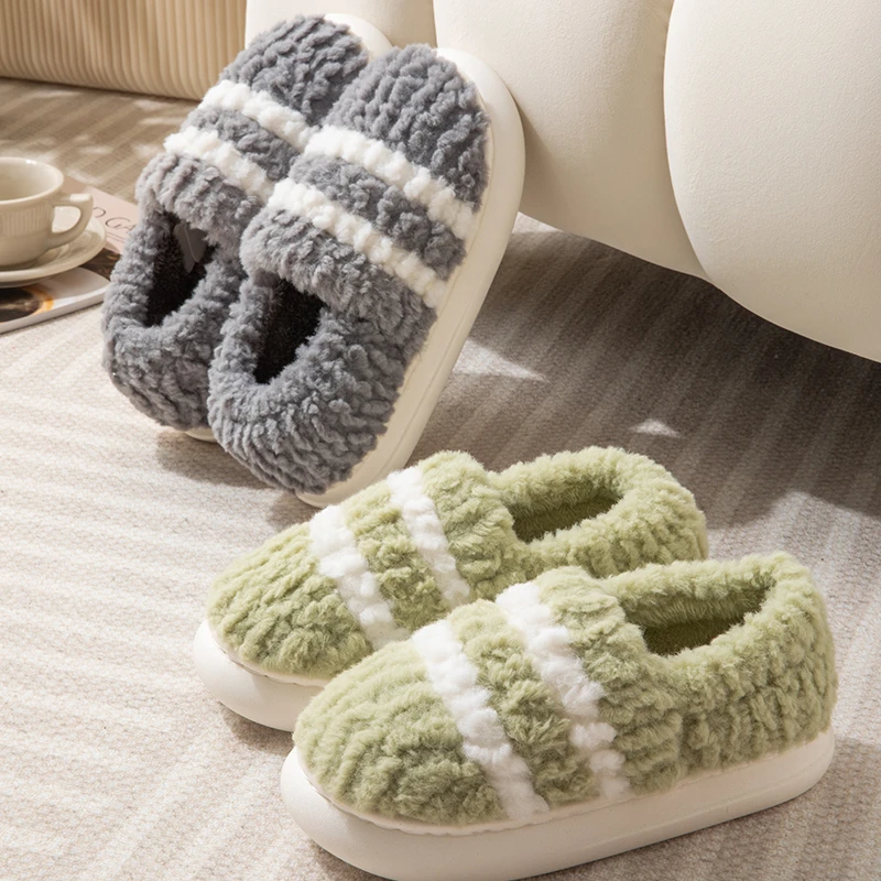 超暖珊瑚绒棉拖鞋女包跟冬季保暖防滑防寒居家外穿加绒冬天棉鞋男