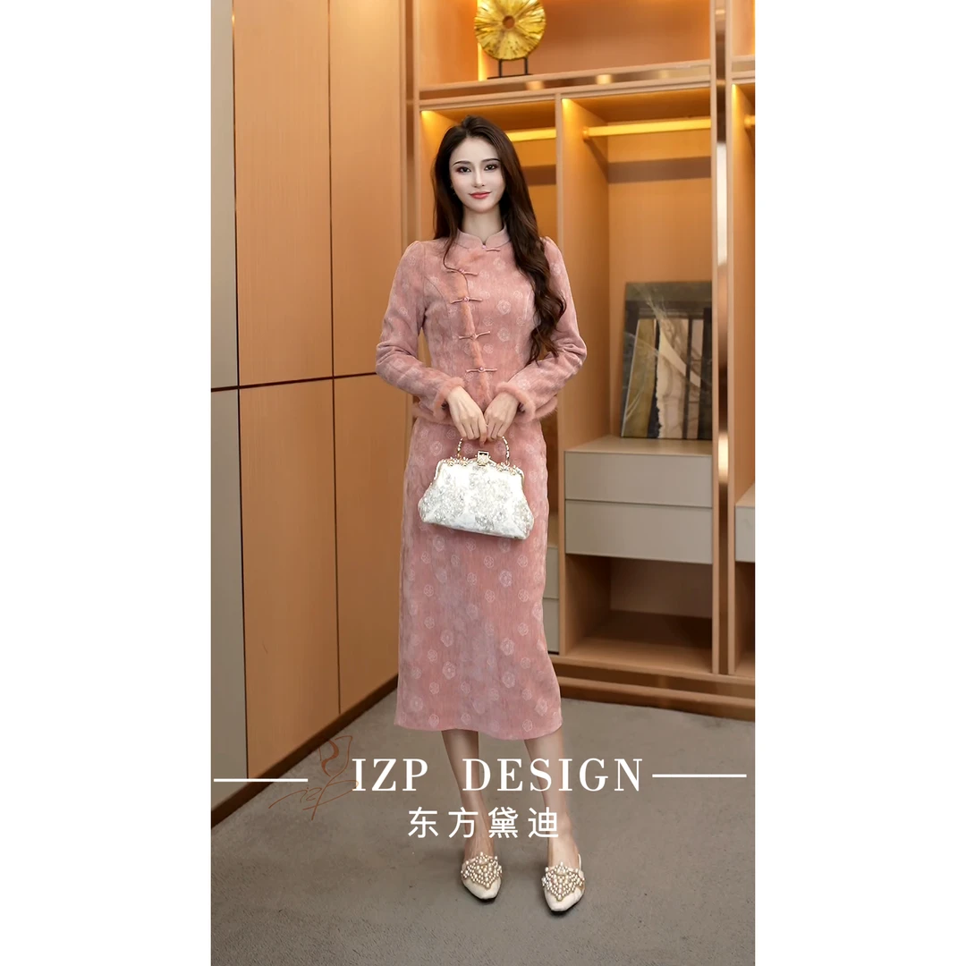 IZP气质名媛毛呢新中式外套套装PO41399+82198