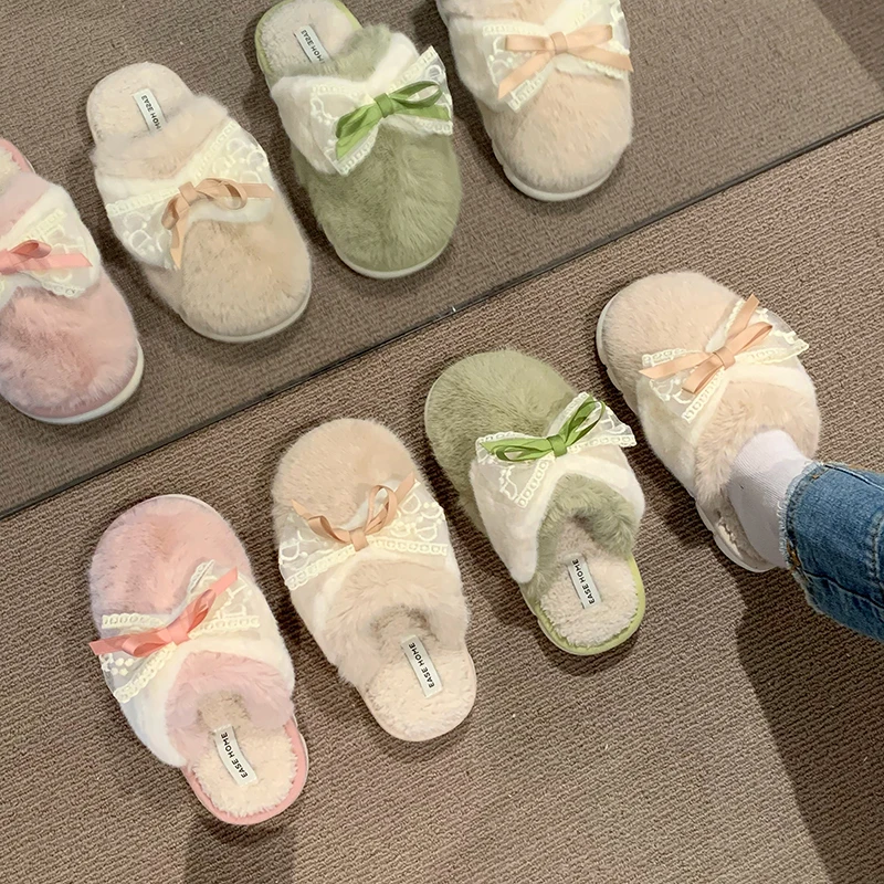 毛毛拖鞋女士冬季居家居室内静音2023新款保暖防滑可爱包头棉拖鞋