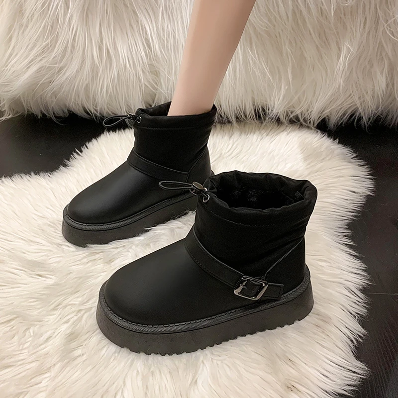 加绒雪地靴女2023年新款秋冬季皮毛一体加厚底防水防滑保暖棉鞋潮