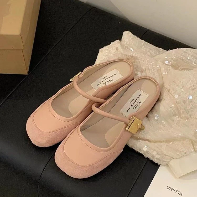 时尚温柔仙女风包头半拖鞋女2025年春夏季新款法式优雅春季软底鞋