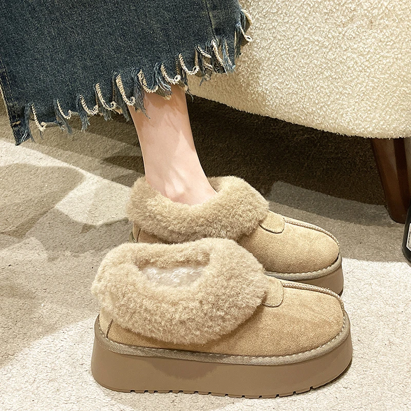 小个子厚底低帮雪地靴女皮毛一体2023年新款秋冬季毛毛保暖棉鞋潮
