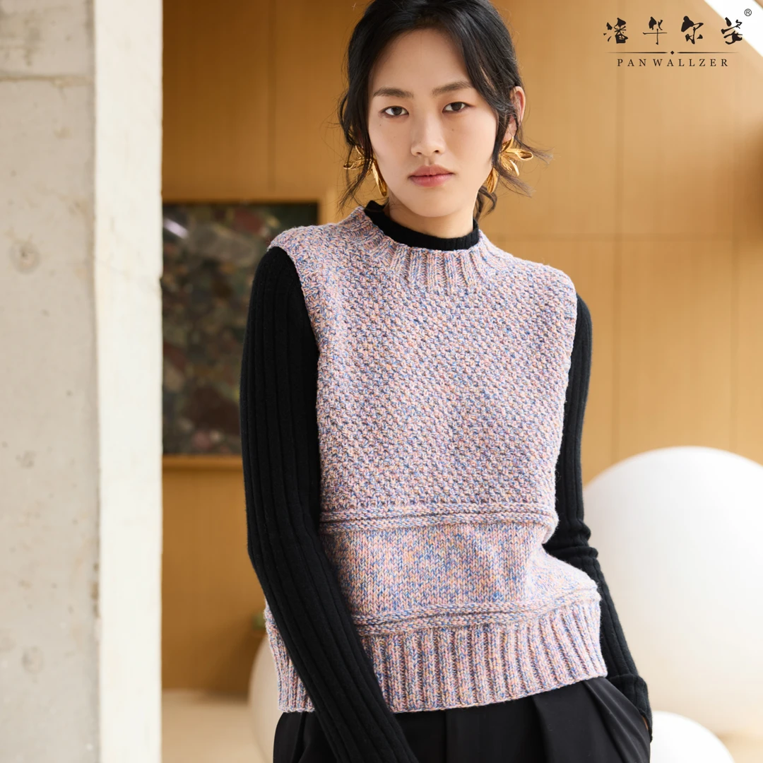 毛衣小哥新品原创精致彩色毛线背心手工编织高级定制小众设计重工
