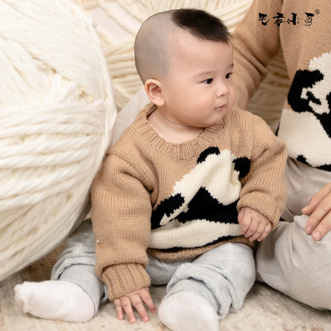 毛衣小哥秋冬新品羊毛儿童手工编织宝宝婴儿毛衣成品定制保暖柔软