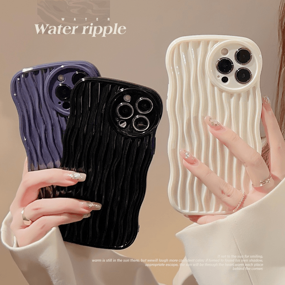 波浪水纹适用15promax苹果13手机壳iphone14防摔XS软壳8p纯色11/X