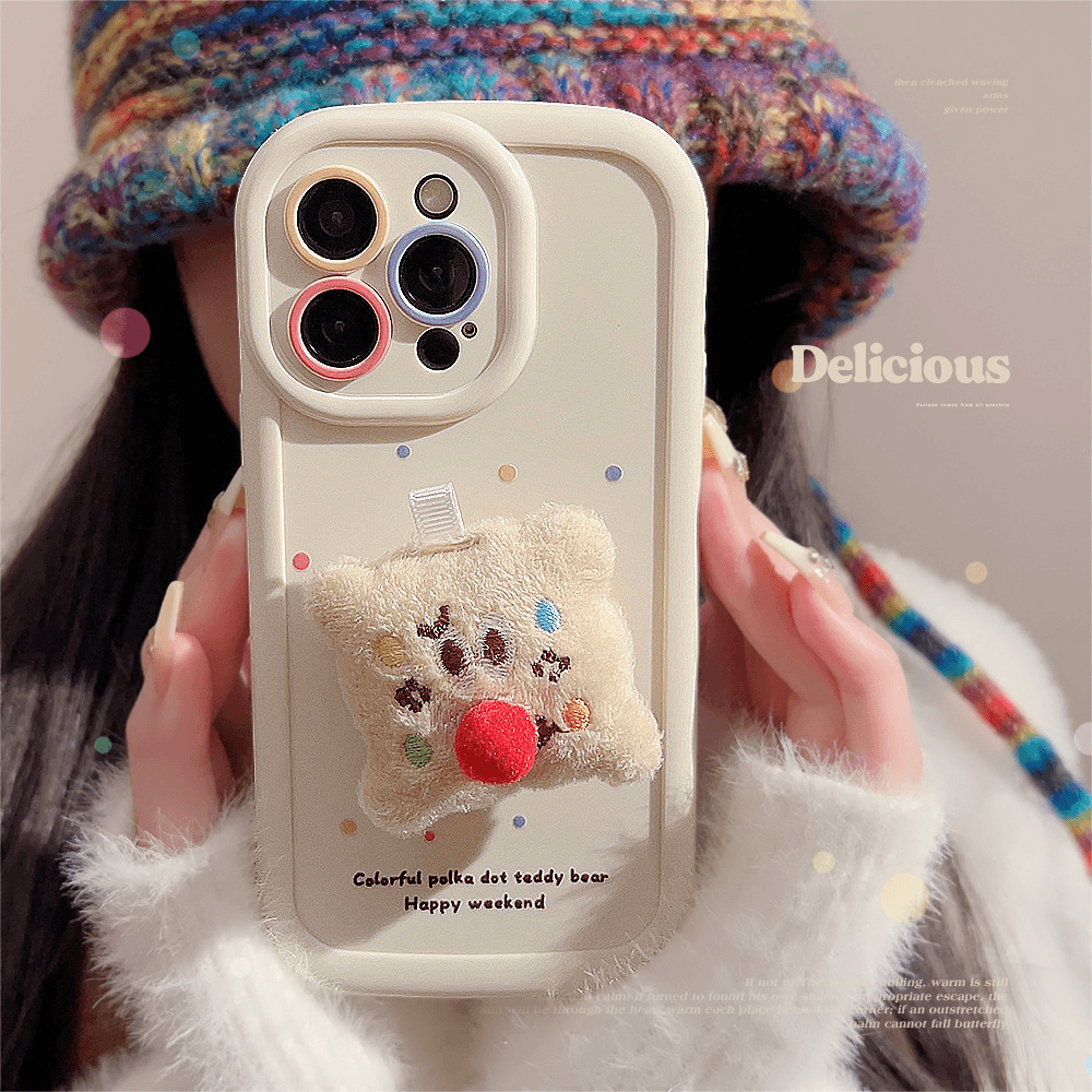 可爱立体毛绒饼干苹果15手机壳iphone14硅胶13适用12promax韩风11