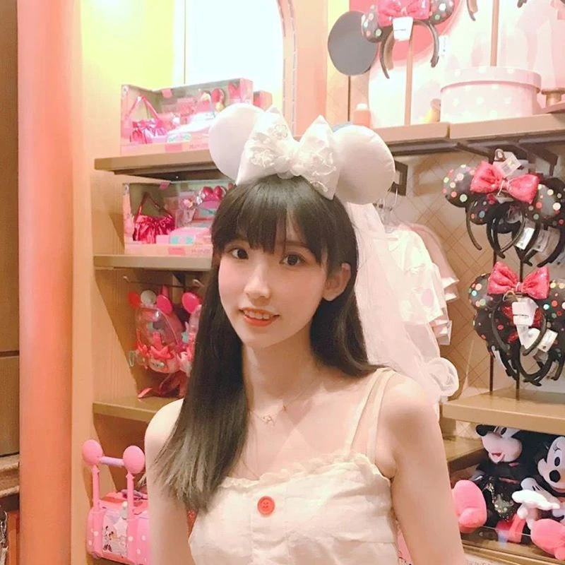 迪斯尼头纱发箍好看蕾丝公主头箍米奇米妮超仙发卡甜美少女心发饰