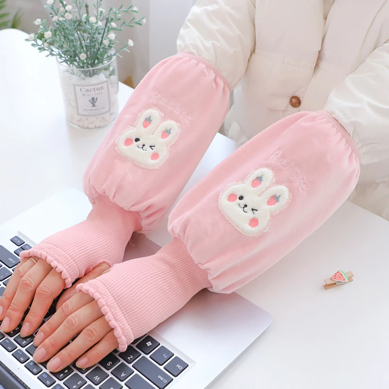 袖套手套一体女冬季保暖套袖成人学生工作办公室短羽绒服袖头手套