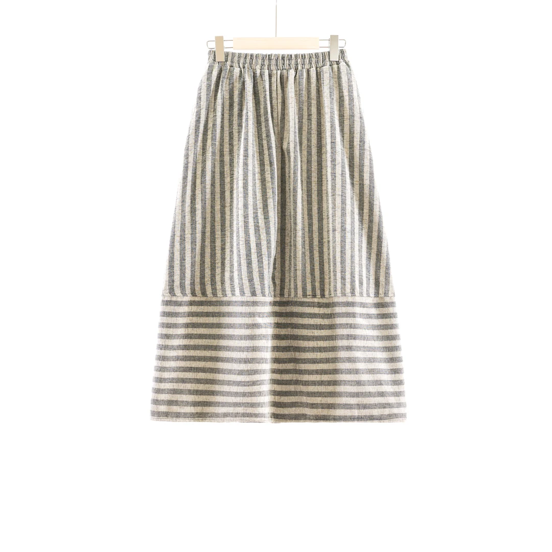 吉米原创-秋季复古美拉德色系条纹半身裙245330