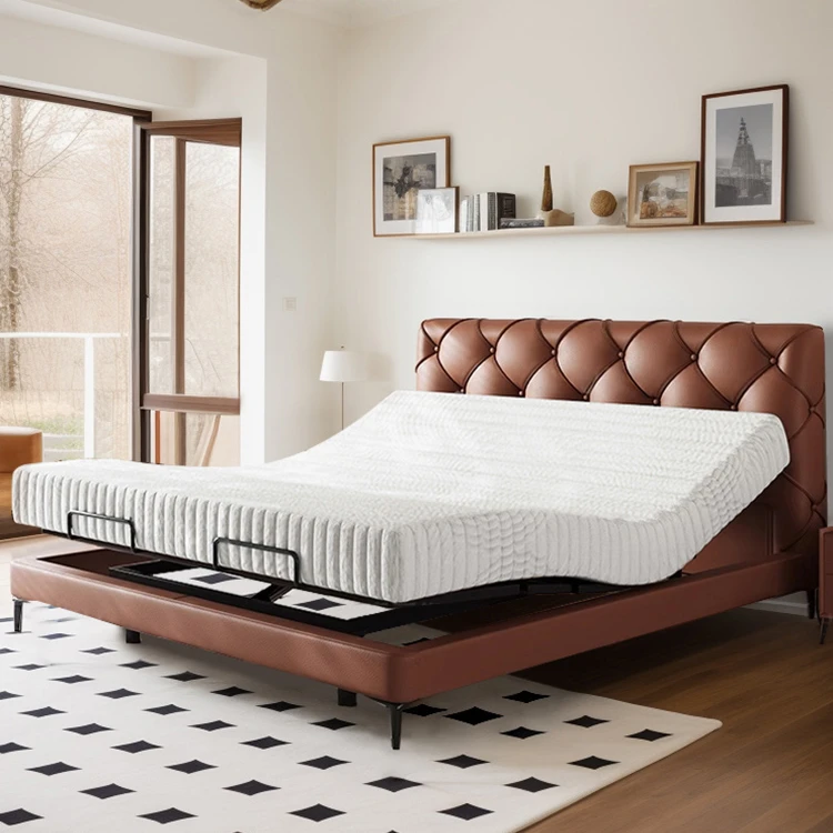 格妮雅Baxter智能床主卧双人意式极简头层真皮黑色智能月球表面床