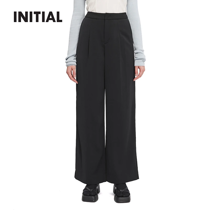 【商场同款】INITIAL24春夏新款垂感直筒休闲长裤女24UPFFLMXX147
