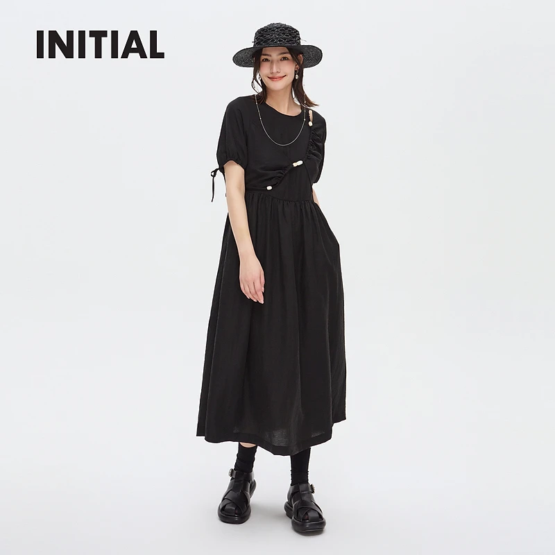 【商场同款】INITIAL24春夏新款不规则解构连衣裙女24UDNFMCVV827