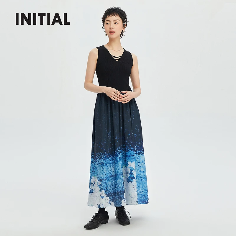 【蜷川实花】INITIAL24春季新款无袖印花连衣裙女24SDNFLMXX043
