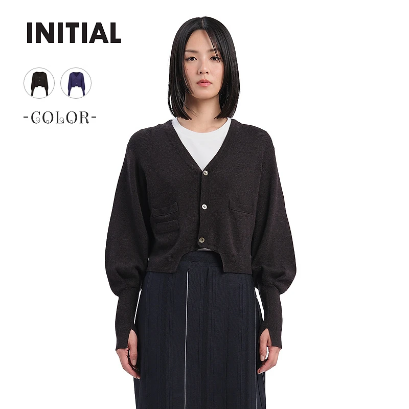 【商场同款】INITIAL24秋季新款纯色羊毛针织衫女24FYTFLMXX069