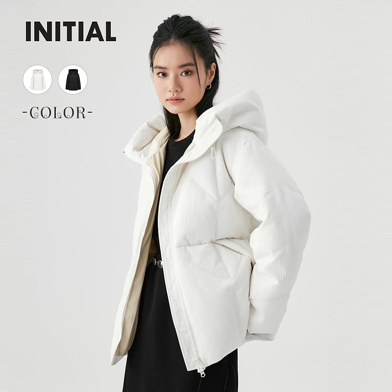 【商场同款】INITIAL冬季新款千鸟格压纹羽绒服女23WDWFOCXX722
