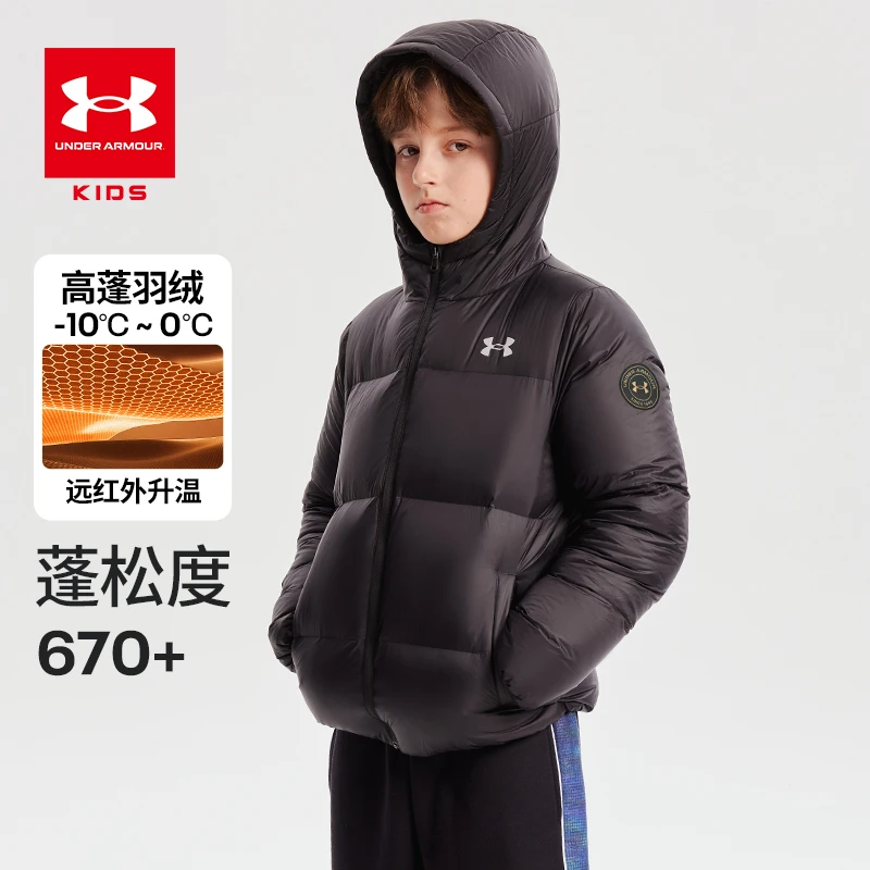 安德玛冬季鹅绒羽绒服连帽保暖时尚加厚防风休闲羽绒服224210605