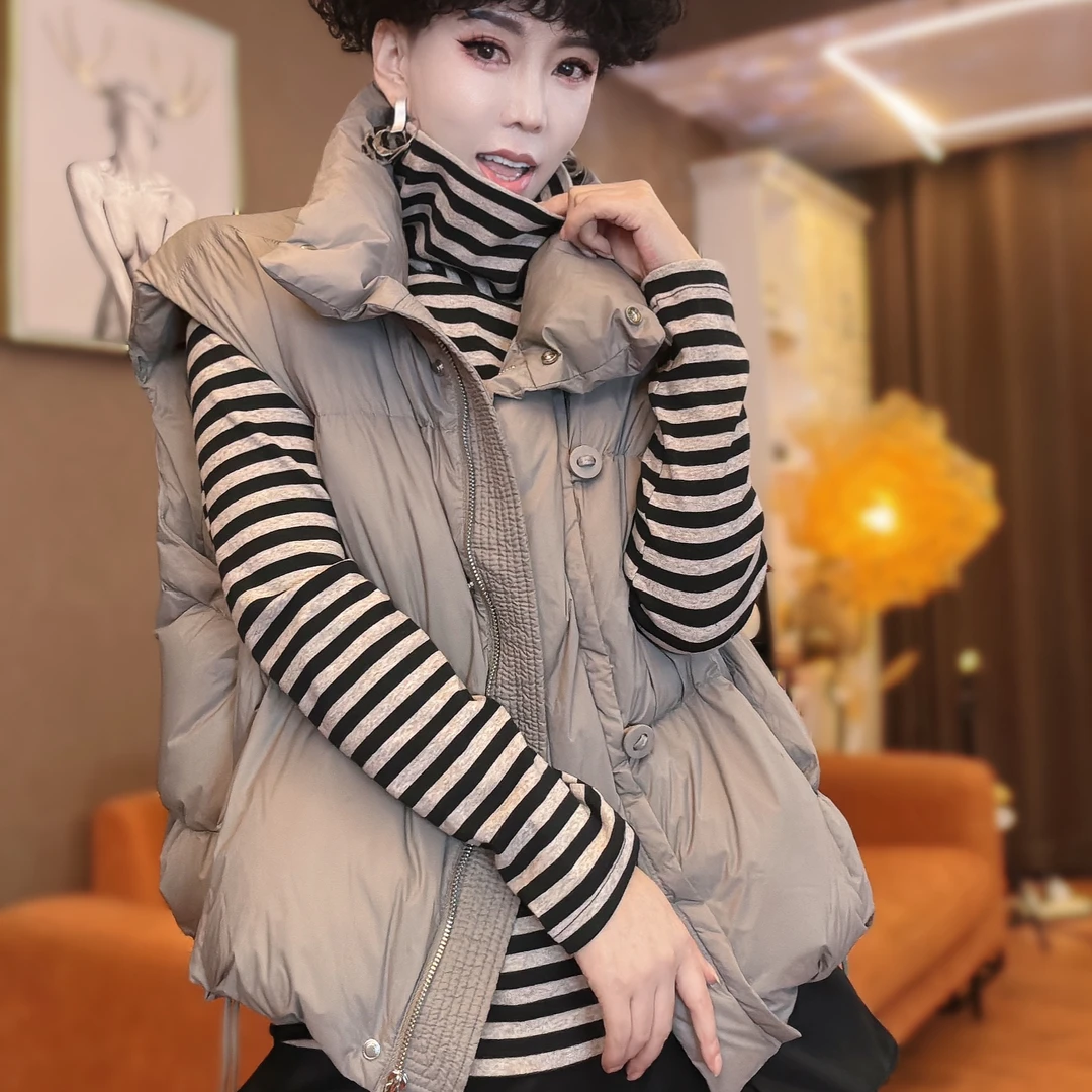 【妮菲丝娅】欧货不挑人百搭（90绒）时尚休闲羽绒马甲6807女士立领