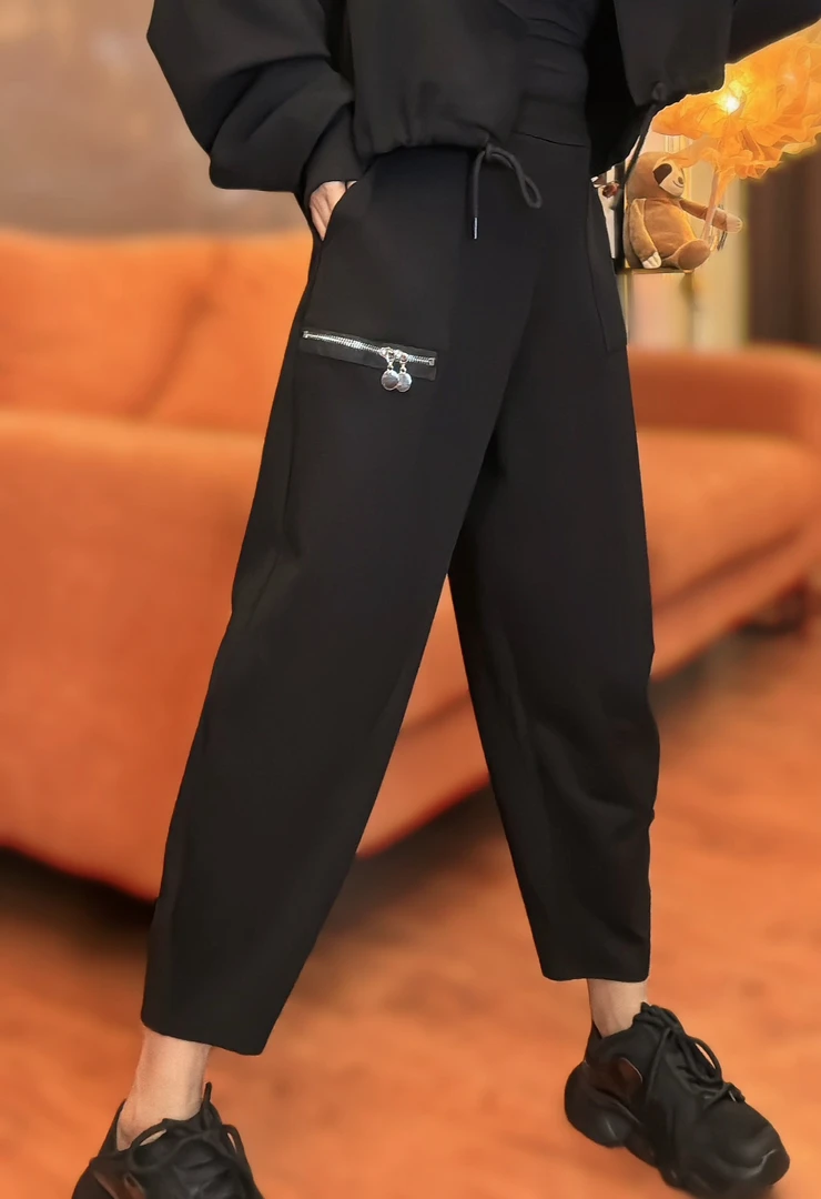 【妮菲丝娅】秋款欧版简约百搭休闲垮裤668805