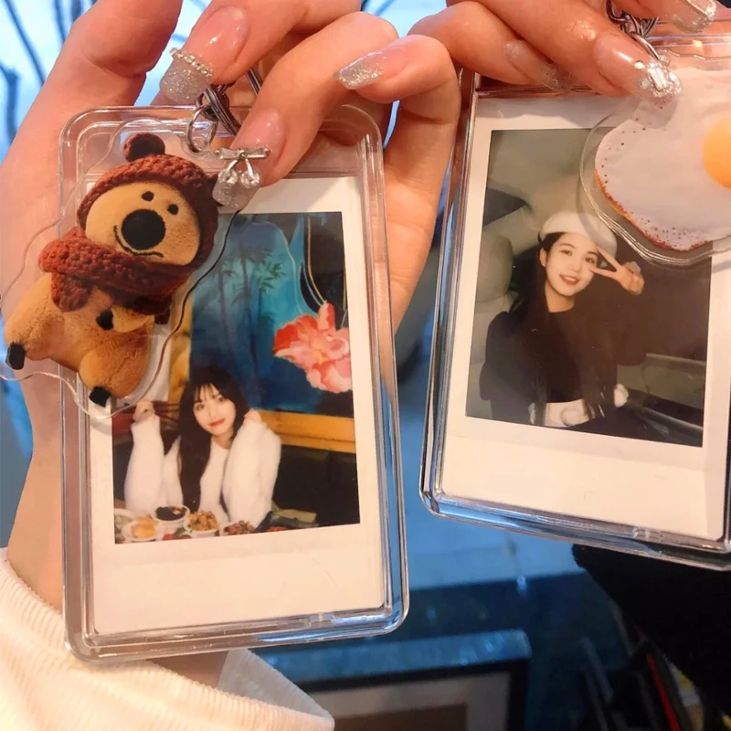小红书同款亚克力三寸拍立得照片相框闺蜜挂件流汗小动物情侣卡套