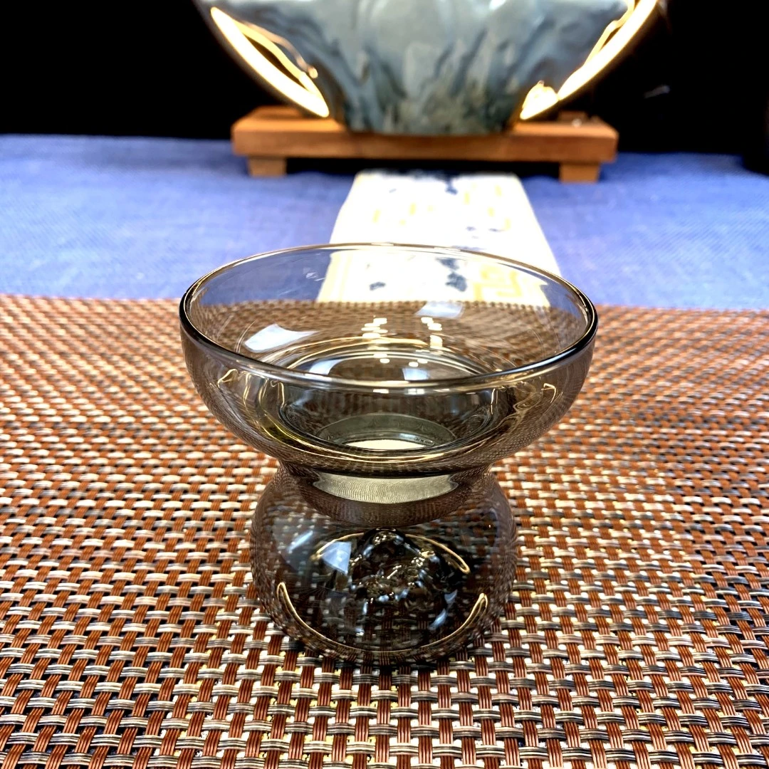 烟灰色 观山茶漏  滤茶器  不锈钢滤网  耐热玻璃泡茶神器过滤