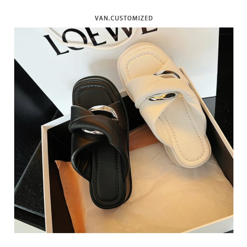 【清货现货】厚底拖鞋女2024夏季高级感银色外穿凉拖鞋│L6651