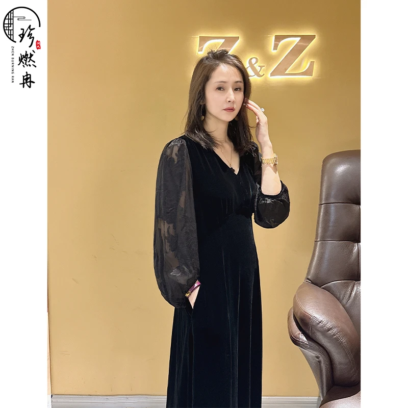 【珍珍甄选】国风女装连衣裙气质显瘦长袖时尚收腰优雅Q-61165
