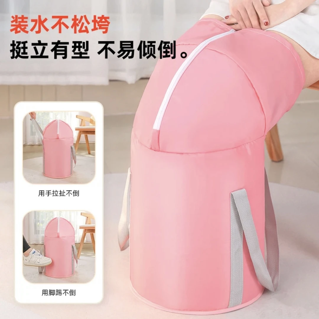 【包到膝盖】家用拉链便携式过膝保温足浴桶可折叠收纳加厚洗脚袋R