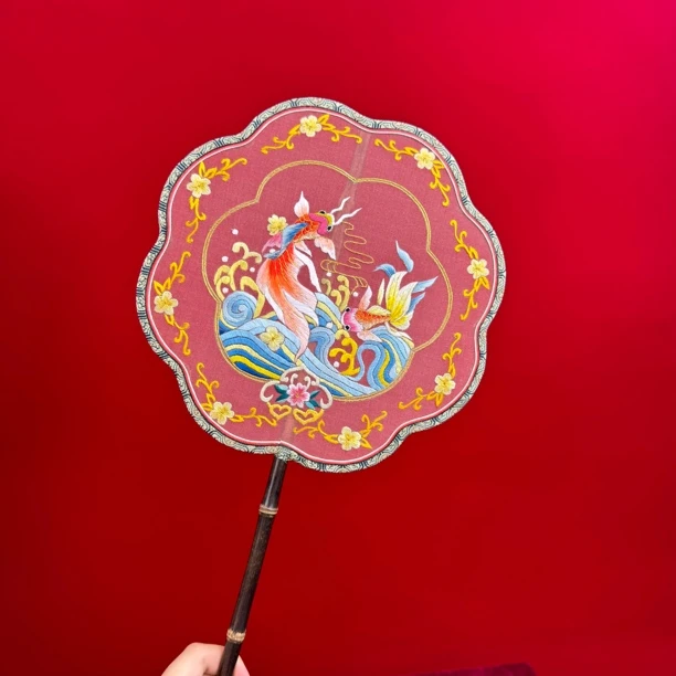 刺绣苏绣宋锦包边紫竹团扇