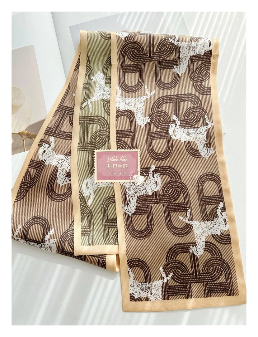 100%桑蚕丝150×18双面2024韩版时尚新款百搭复古丝巾轻奢潮流休闲