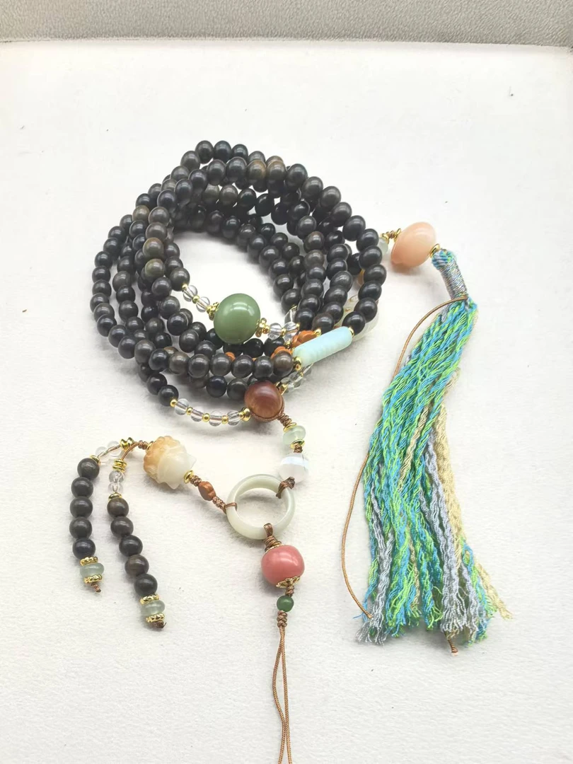 原创黑柿木斜跨手机链