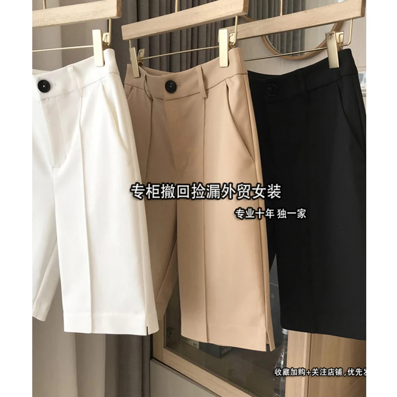 实体专柜·外贸女装2025新款高腰中缝休闲五分裤西装短裤子女夏季
