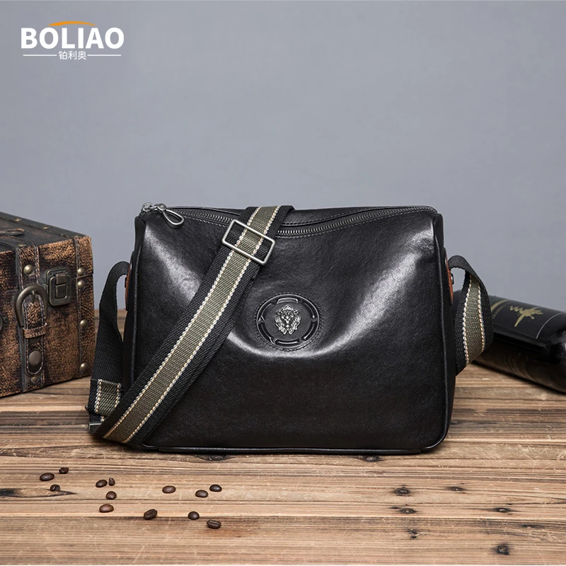 BOLIAO/铂利奥新款复古真皮男包休闲简约商务男士百搭单肩斜挎包