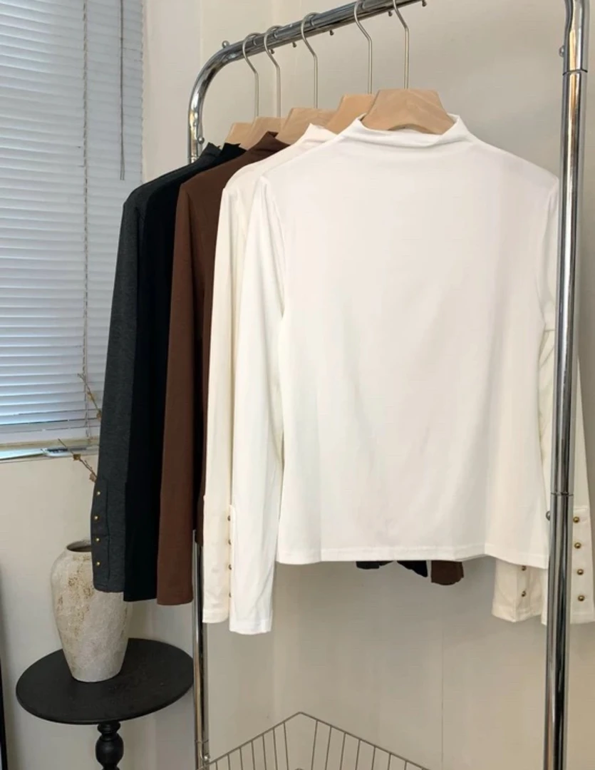 新款手臂订扣百搭打底上衣8849