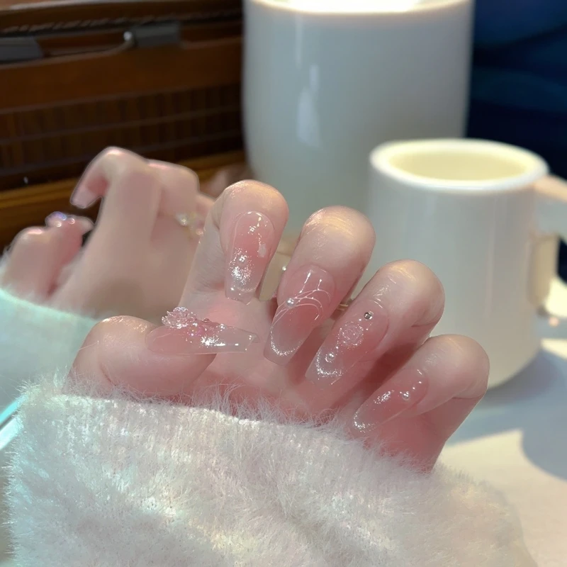 【半岛情书】纯手工穿戴甲美甲猫眼美甲贴片显白显气质