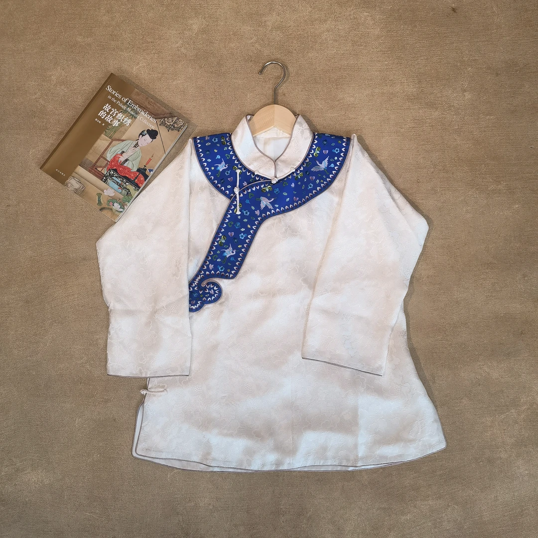 三一馆【白雪】白色四经绞罗四合如意国风手工刺绣中式短款上衣ol