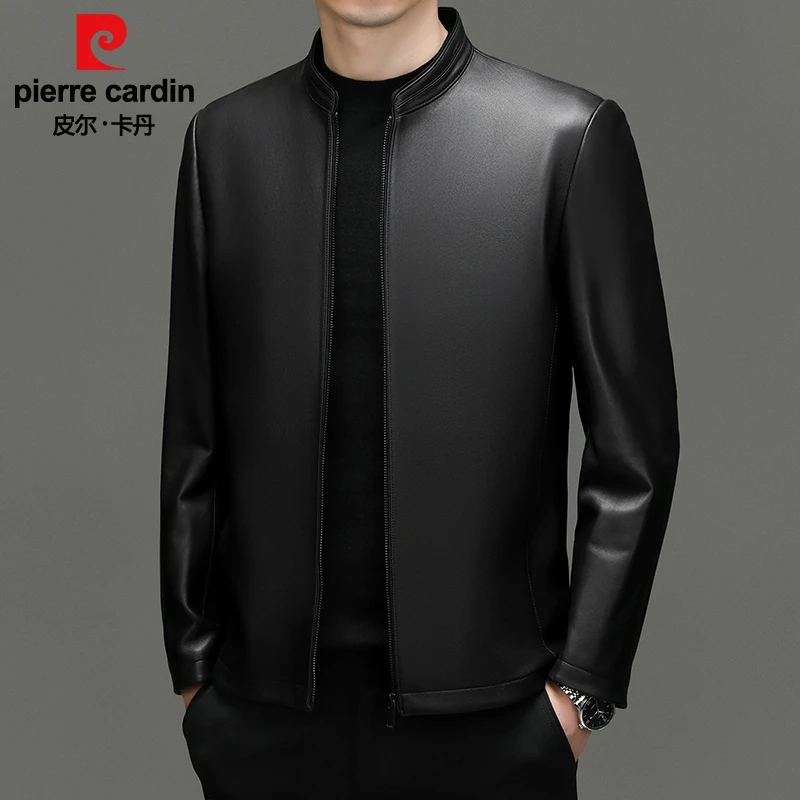 【现货特价秒杀】皮尔卡丹绵羊皮真皮皮衣男士秋季立领皮夹克外套