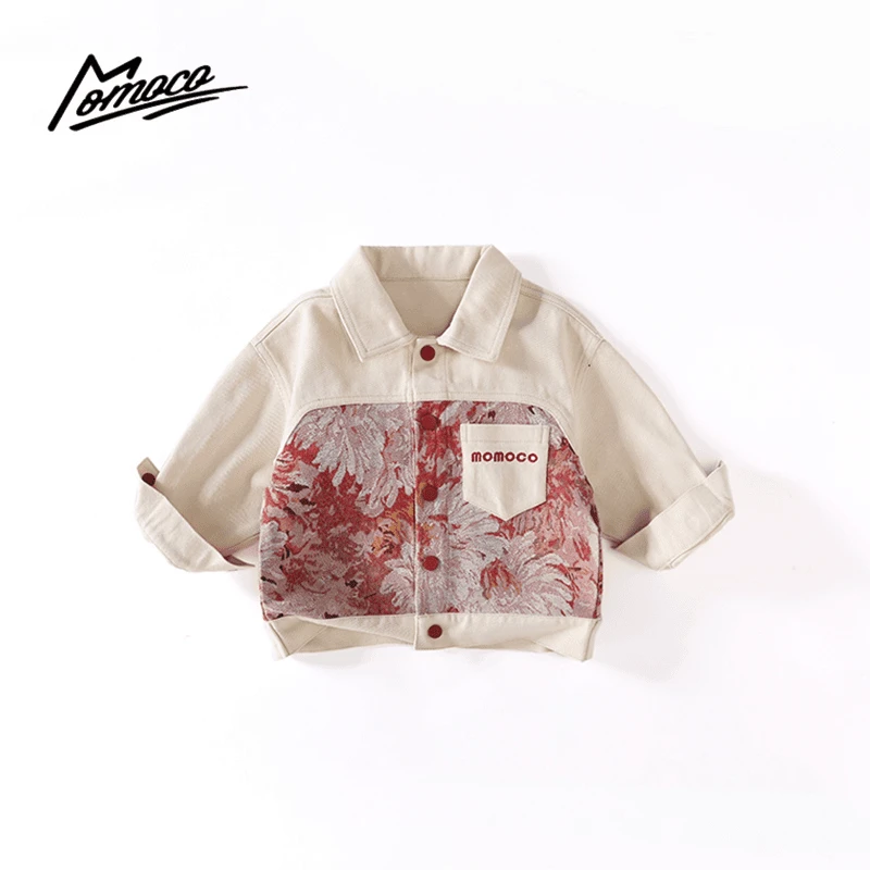 MOMOCO秋季新款男童国潮刺绣拼接百搭时尚外套75330107040