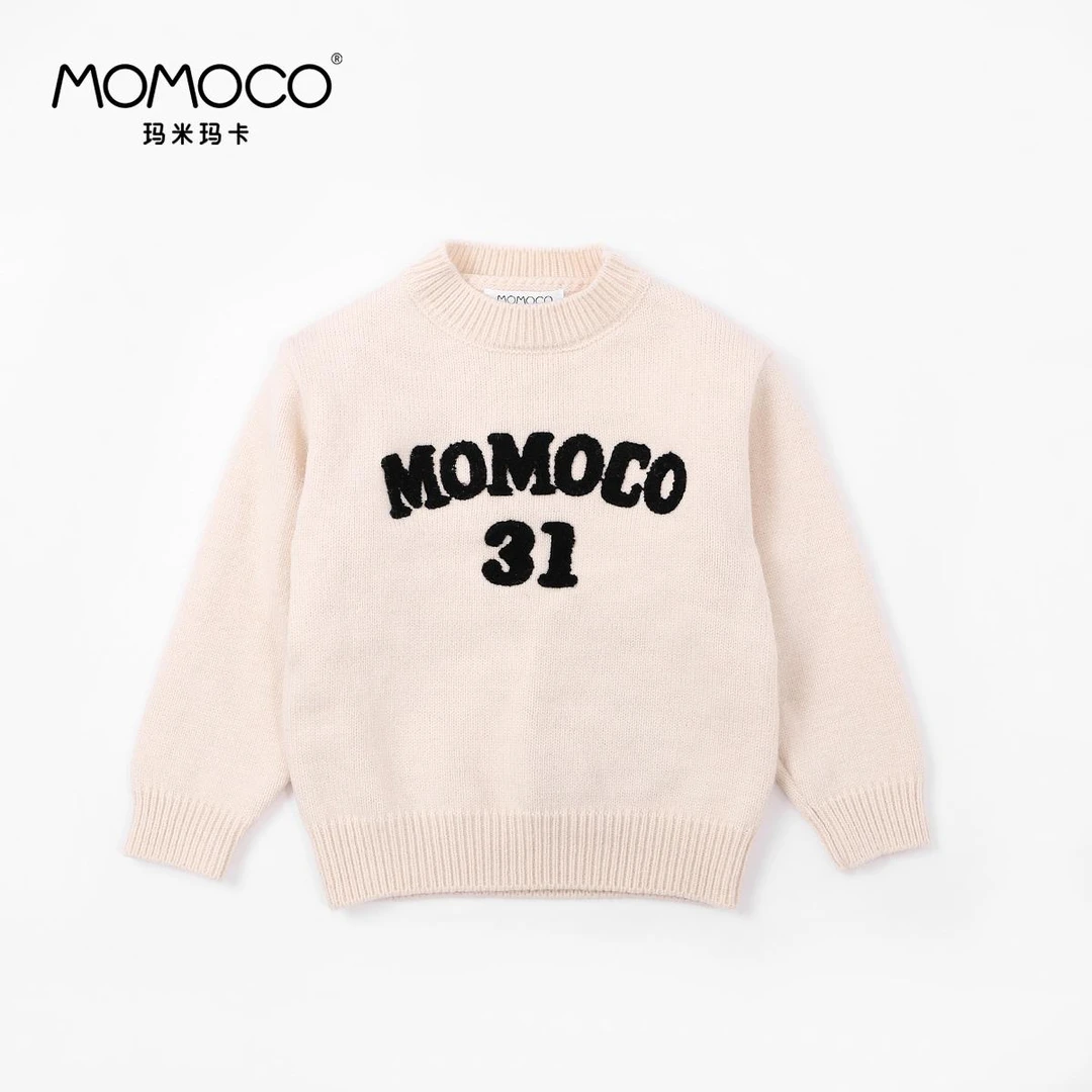MOMOCO/2024新款男童圆领毛衣儿童秋冬洋气套头针织衫75430230032