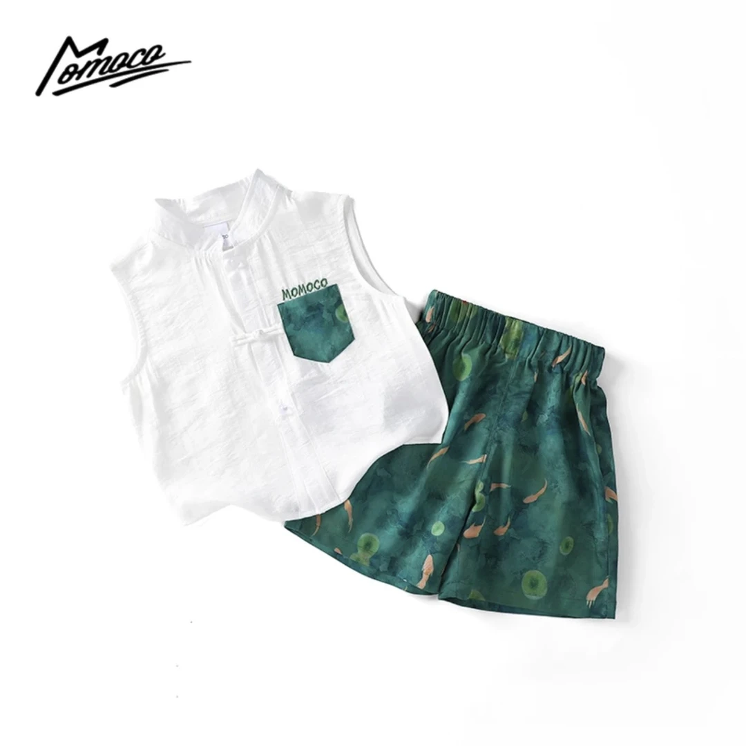 MOMOCO夏季男童无袖中式马甲年年有鱼两件套75230580063