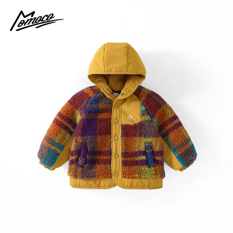 MOMOCO冬季新款男童韩版迷彩条纹毛毛外套75830107097