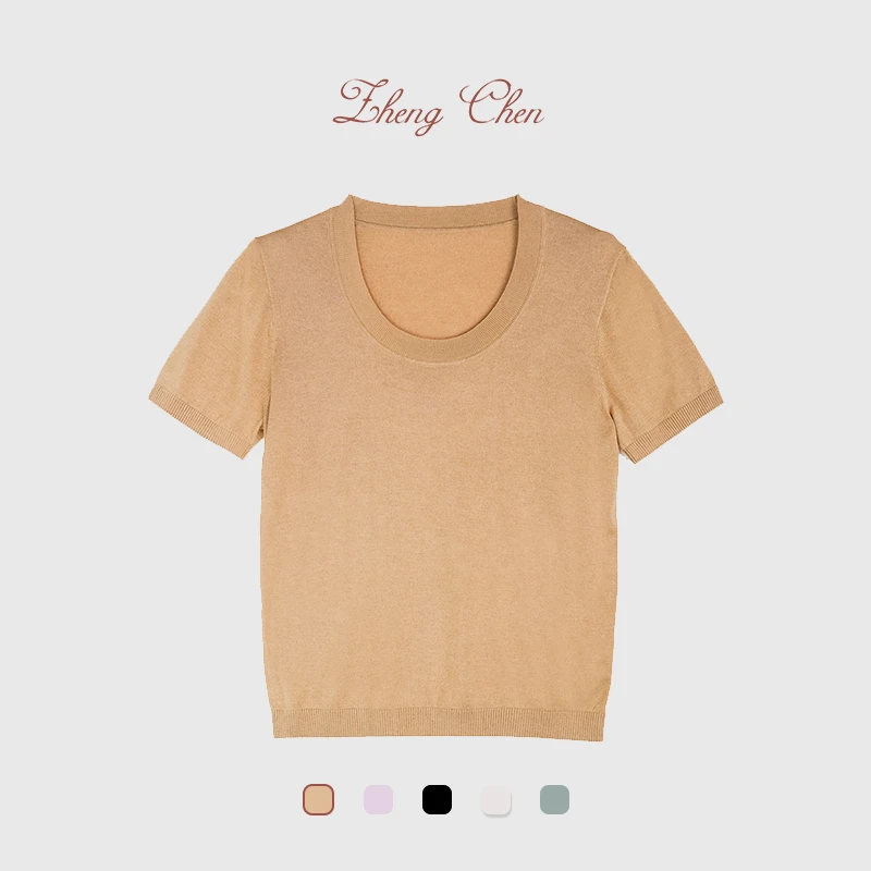 Zhengchen/正辰打底衫舒适打底女士纯色圆领套头简约T恤 Y-T68652
