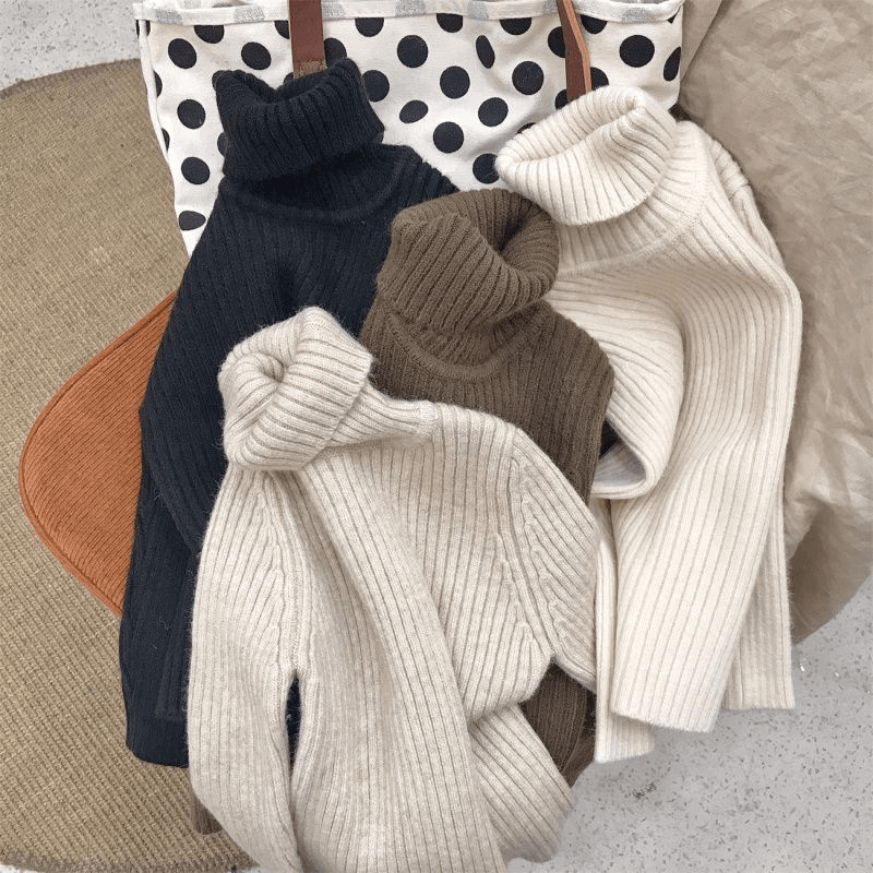 儿童高领打底韩版2023冬季新品女童弹力针织毛衣宝宝厚实保暖内NZ