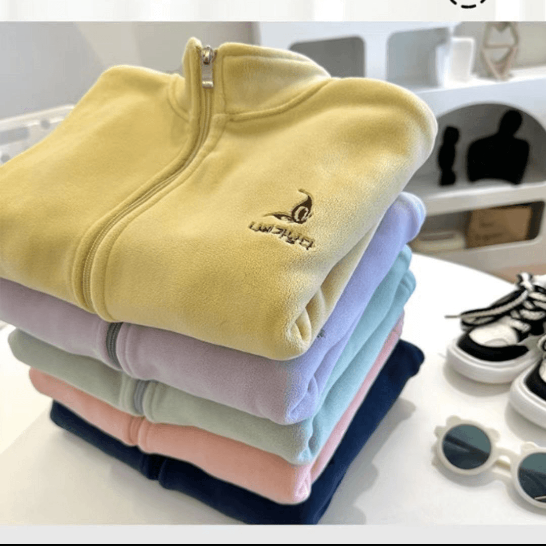 儿童摇粒绒外套男童女童秋冬奥粒绒颗粒卫衣小童洋气双面绒童装NX