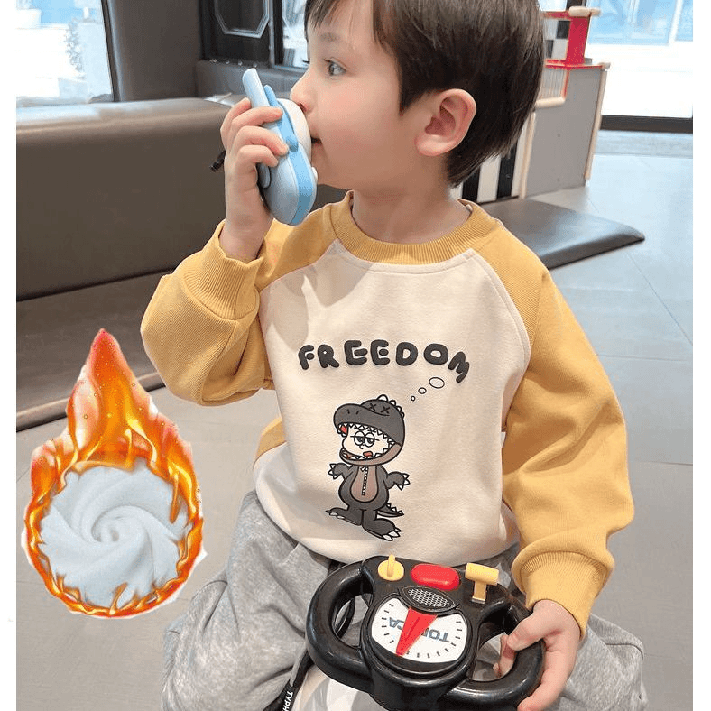 男童冬季长袖卫衣卡通插肩袖衬衣2023新款宝宝中小童休闲上衣潮AE