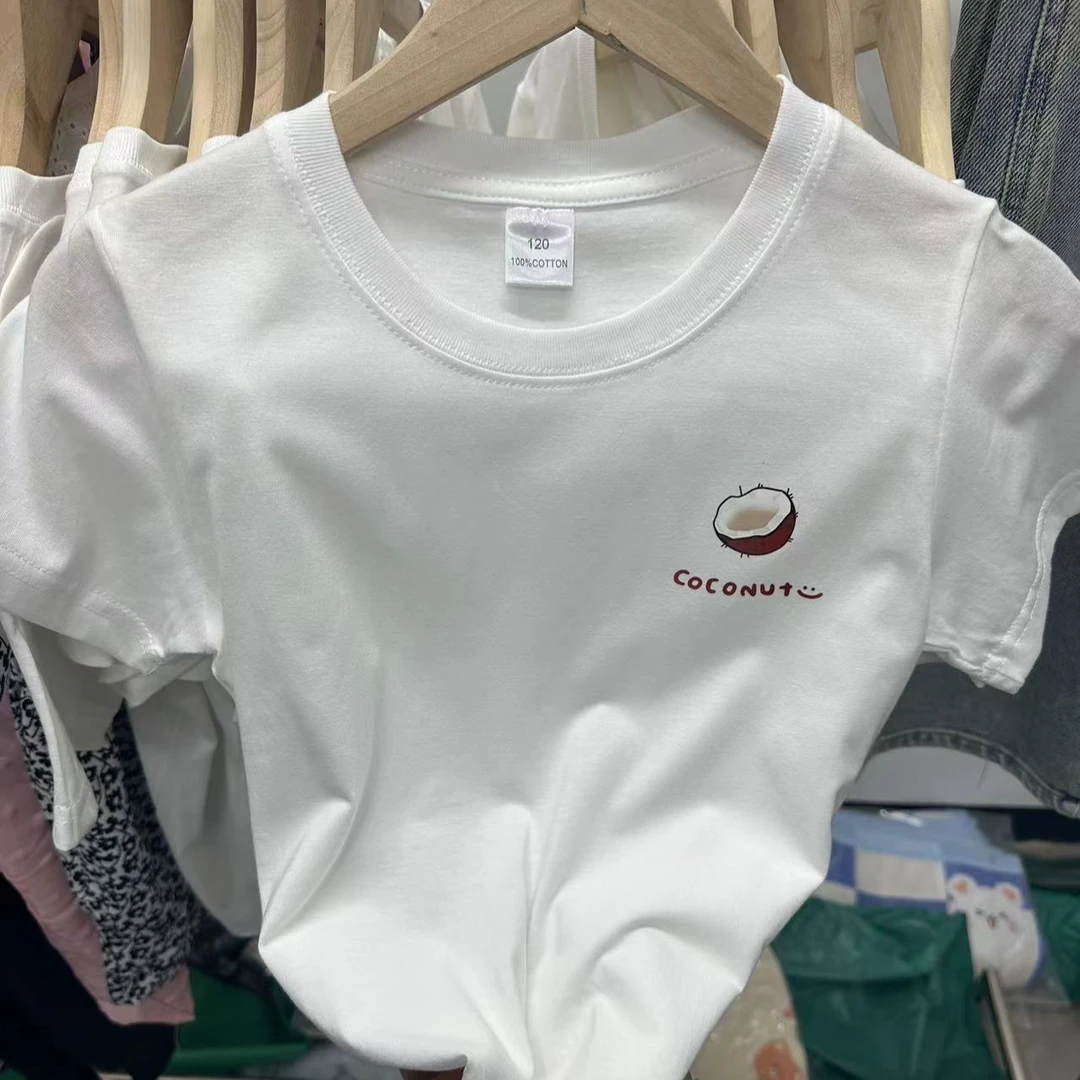 我们俩-  纯棉儿童白T恤（随机图案）