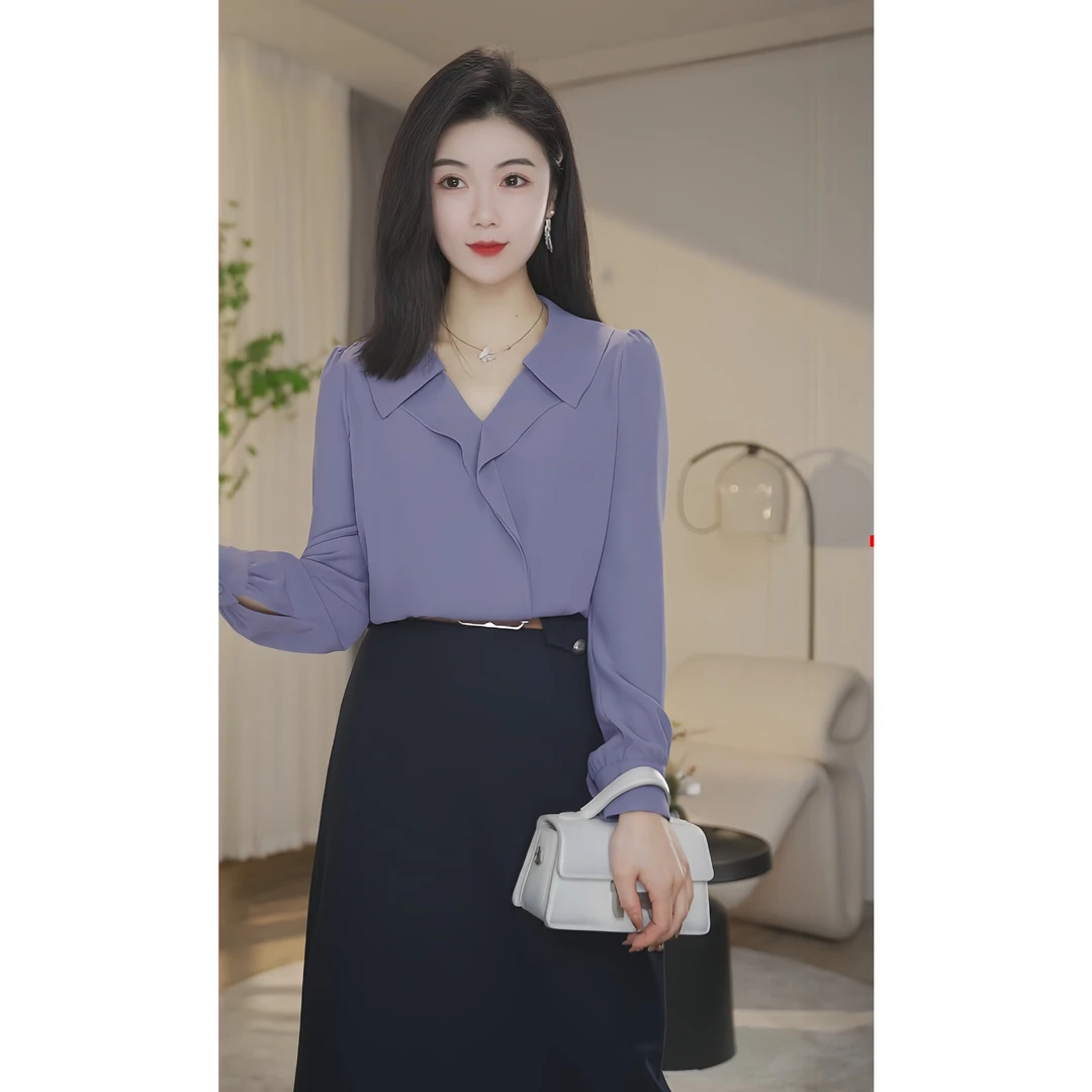 MAN BEI/曼·贝8492102长袖衬衫女设计感小众轻熟宽松减龄衬衣上衣