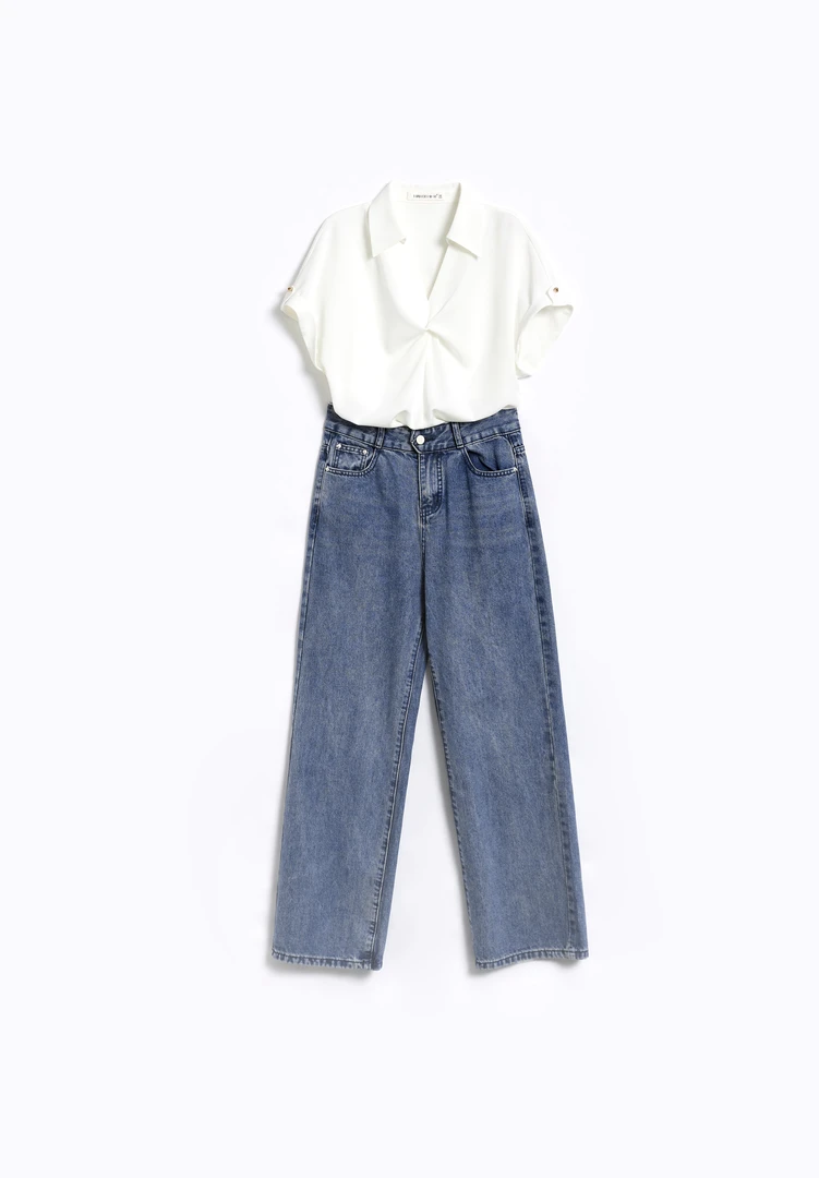 MAN BEI/曼·贝【啾啾专属】8372011牛仔裤时尚休闲百搭宽松直筒