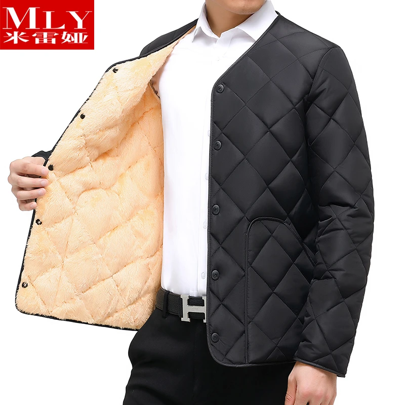 秋冬季棉衣棉服内胆男立领冬装中老年加绒加厚爸爸装短款大妈外套