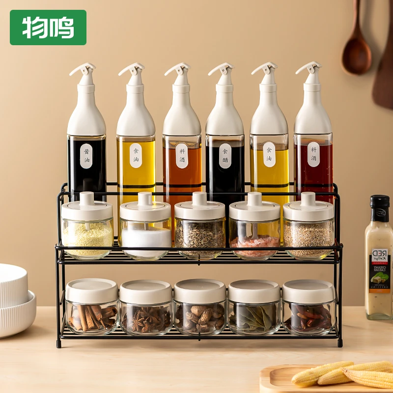 物鸣黑色调料置物架大号44cm